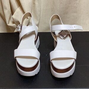 Michael Kors leather platform white sandals